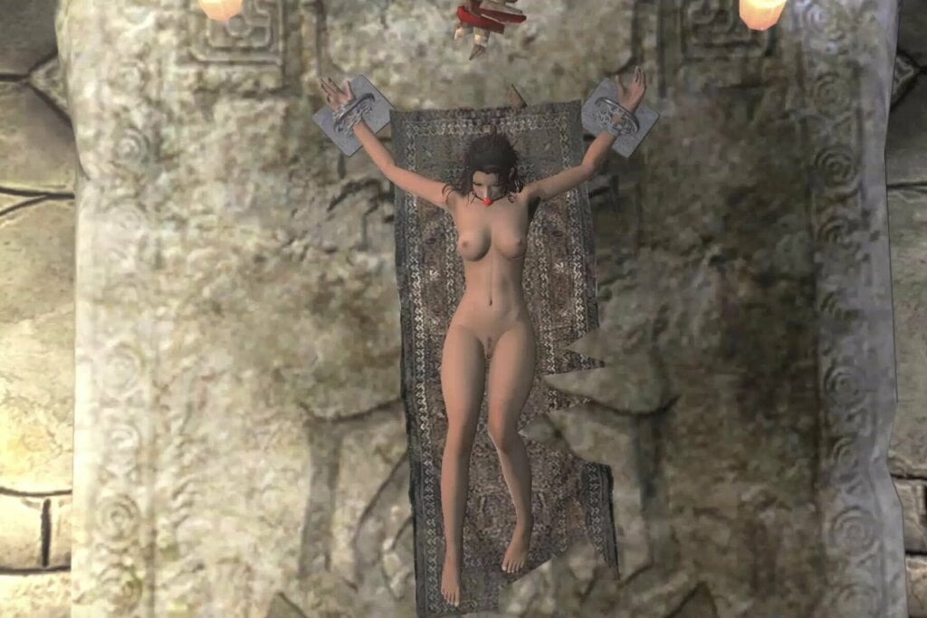 screenshot of woman tied up in BDSM Simulator