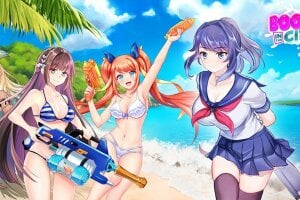 artwork of girls from Boobs in the City holding water guns