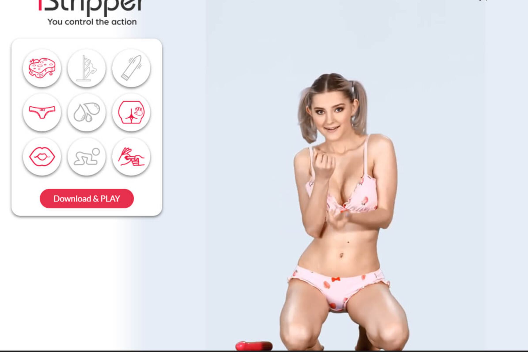 iStripper screenshot showing girl in her underwear and controls